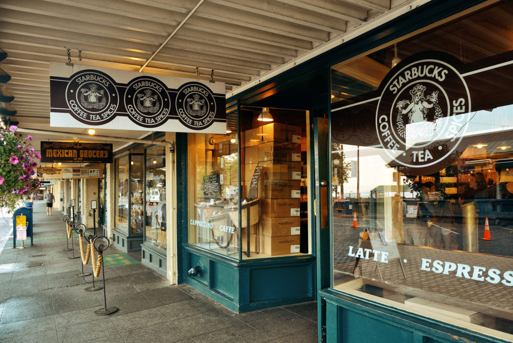 Het eerste Starbucks filiaal in Seattle
